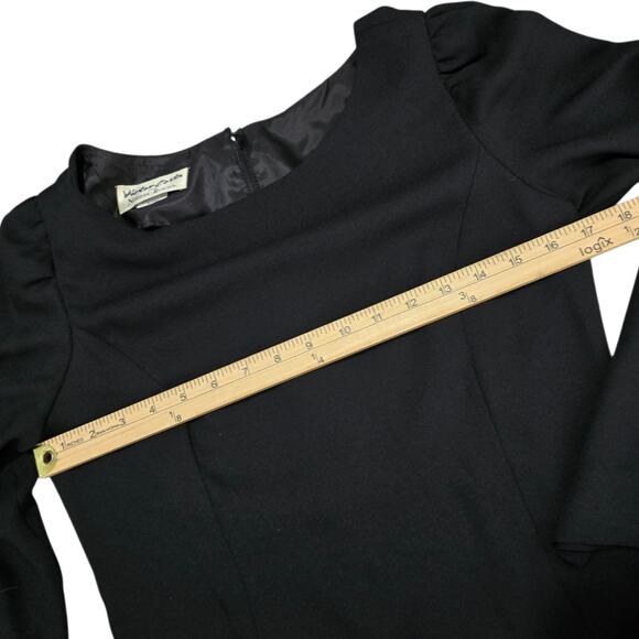 Vintage Victor Costa Neiman Marcus Black Ruffle Hem Cocktail Dress 8 - Picture 9 of 11